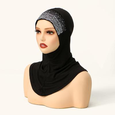 Cotton Modal Shiny Rhinestone Instant Hijabs Muslim Inner Cap Soild Turban Hat Islamic  Bonnet India Hats Female Headwrap Mujer