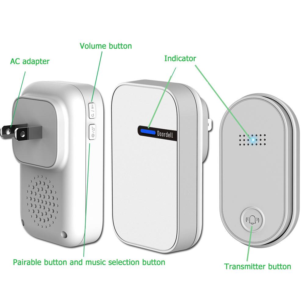 Dual-Mode Wireless Waterproof Battery-Free AC Doorbell