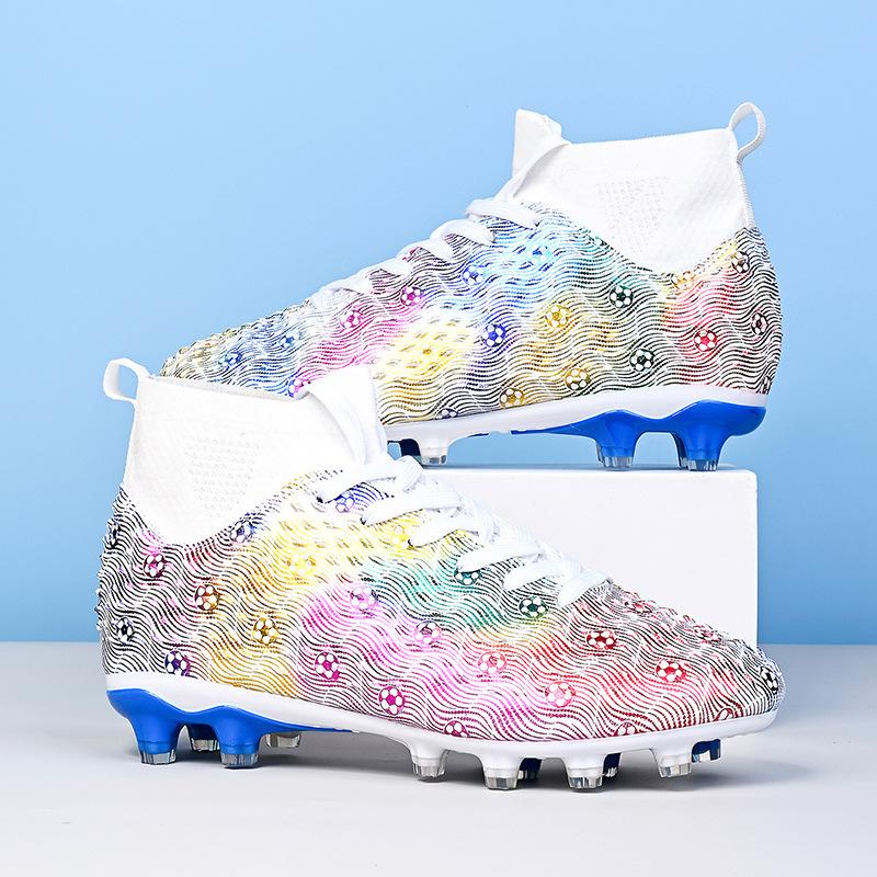 Football Shoes Men's High Top Adult Grass Training Spikes Youth Student Game Football Shoes