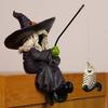 Resin Witch Figurines Crafts Halloween Witch Sculpture Creative Fishing Witch Statue  Outdoor