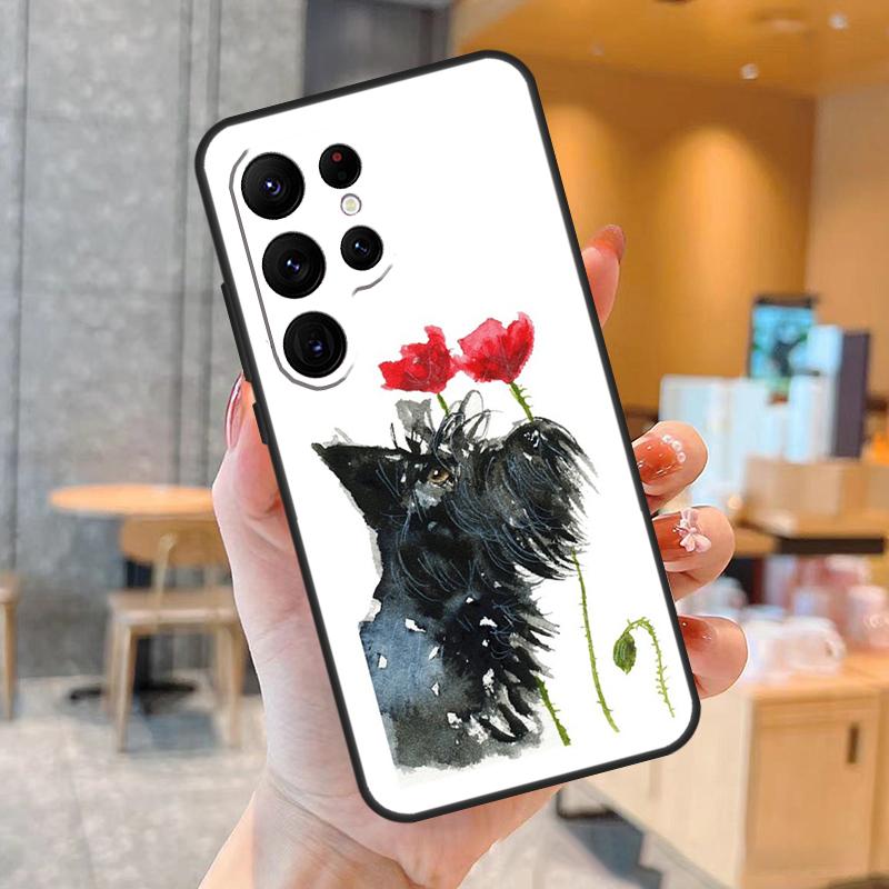 Cute Scottish Terrier Dog Phone Case For Samsung Galaxy S25 S24 S23 S22 S20 S21 Ultra S9 S10 Plus S25 FE Back Cover