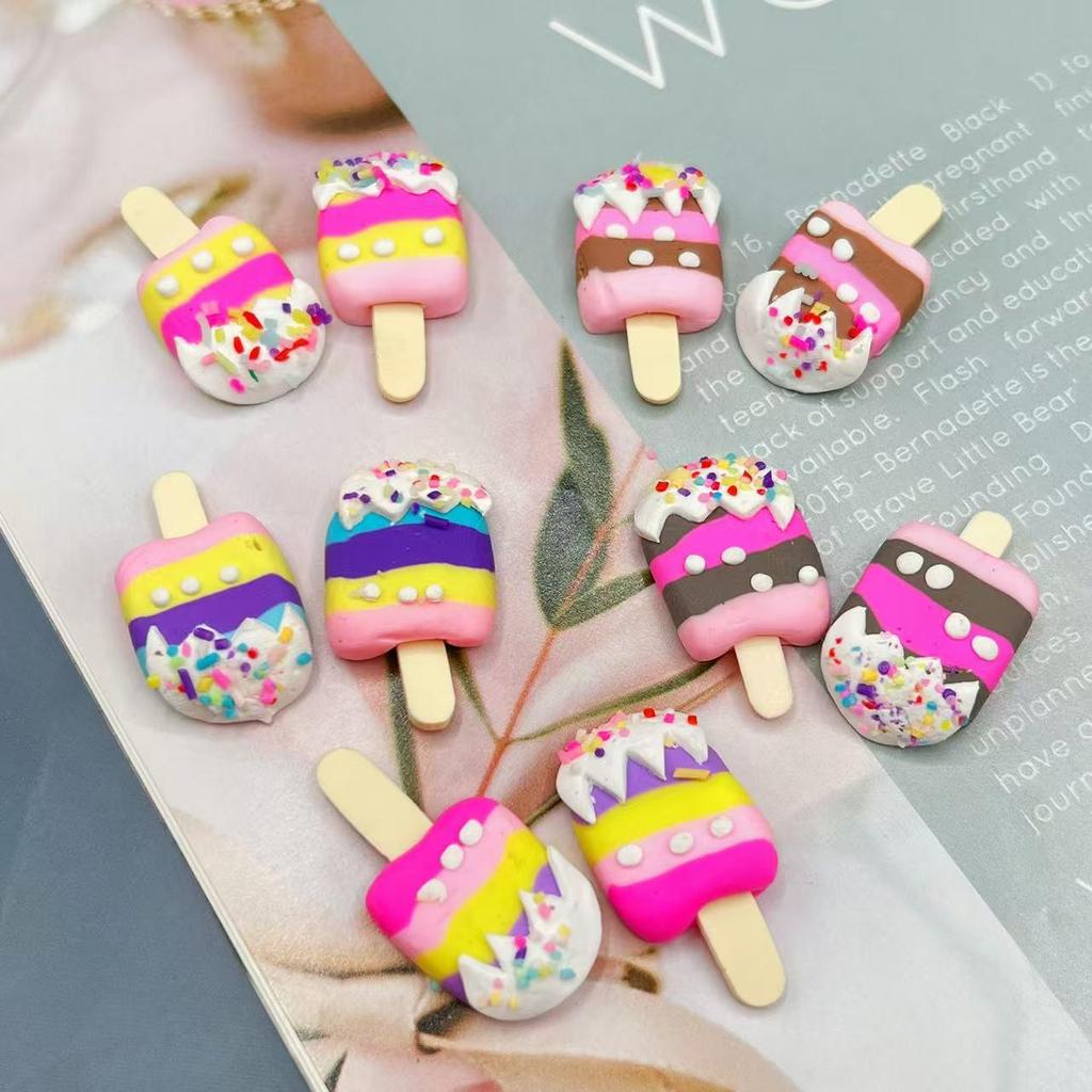 Simulation Toy Soft Clay Ice Cream Popsicle DIY Craft Kit: Phone Case, Hair Clip & Accessories.
