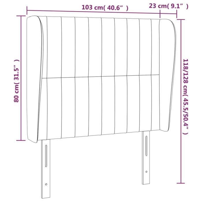 VidaXL Tête de lit avec oreilles Bleu 103x23x118-128 cm Tissu3118190