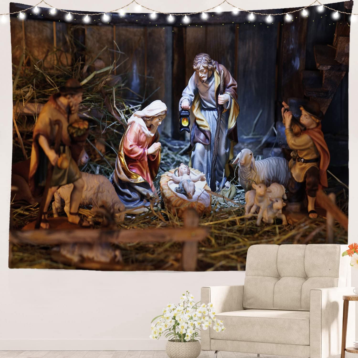 Tapestry Batterrie Christian Church Brown Light 75x100 чёрный