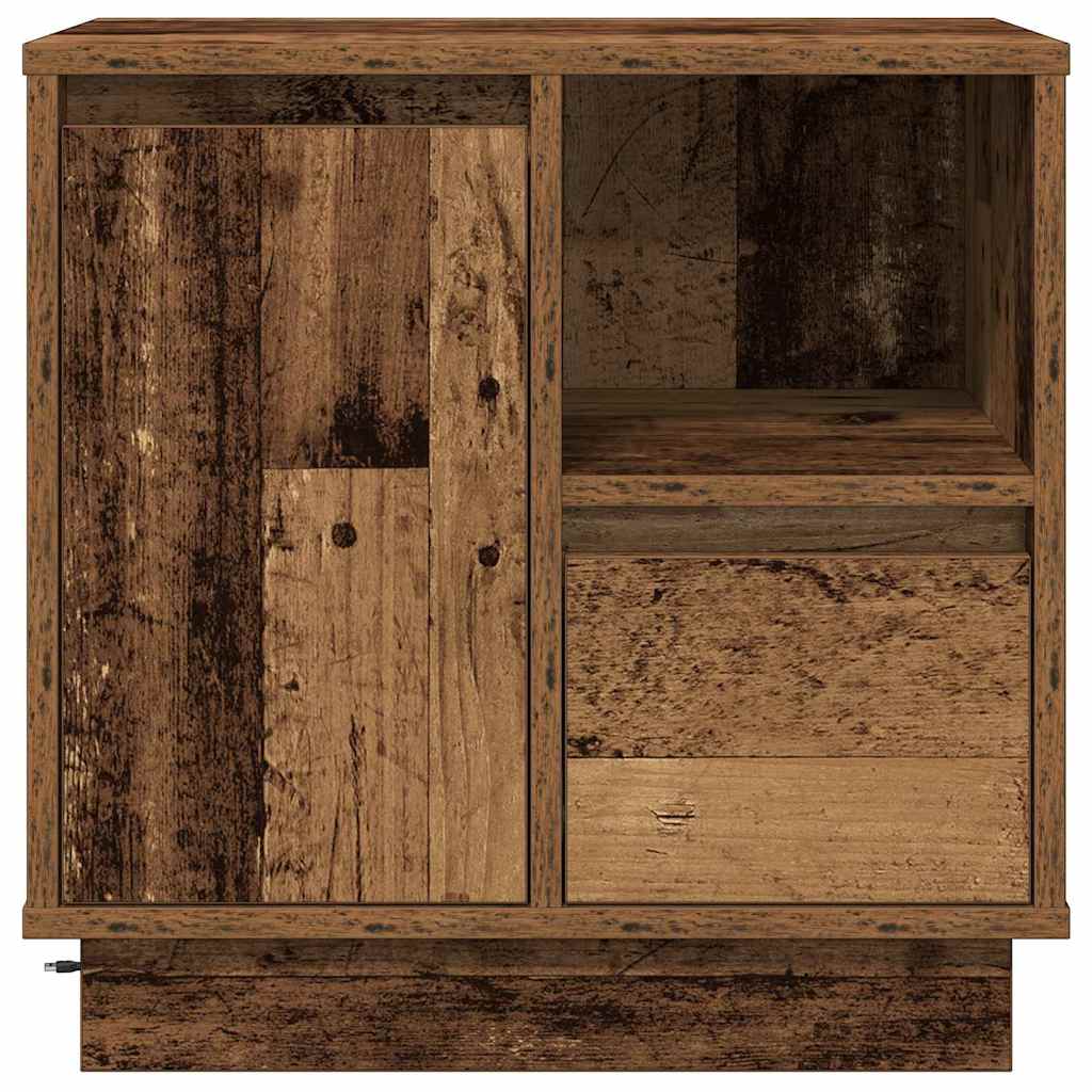 Nightstand with LED Rustic Wood Effect 50 x 34.5 x 50 cm Engineered Wood