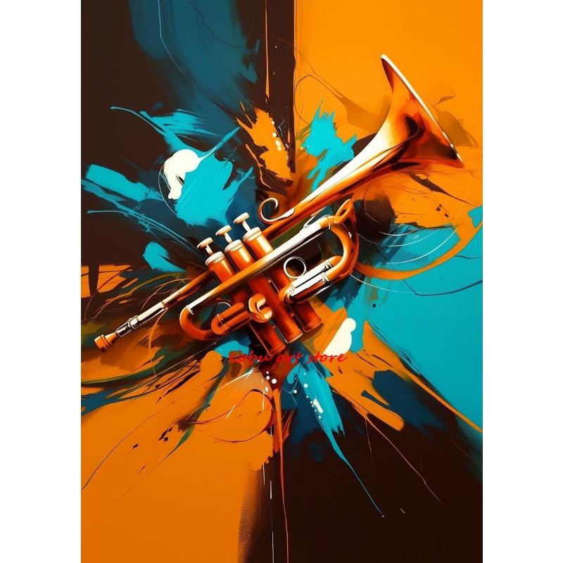 Musical Instruments Guitar Saxophone Piano Clarinet Abstract Posters Prints Canvas Painting Wall Picture for Living Room Decor