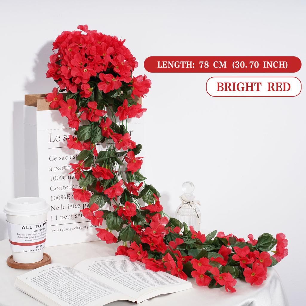 Violets Artificial Flower Rattan Fake Plant Vine Decoration Wall Hanging Roses Flowers for Home Wed Party interior outdoor Decor