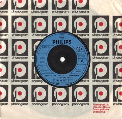 7-Zoll Schallplatte DEMIS ROUSSOS - Auszüge aus "Das Roussos-Phänomen DEMIS001 Philips 1976 UK Pop Gebraucht