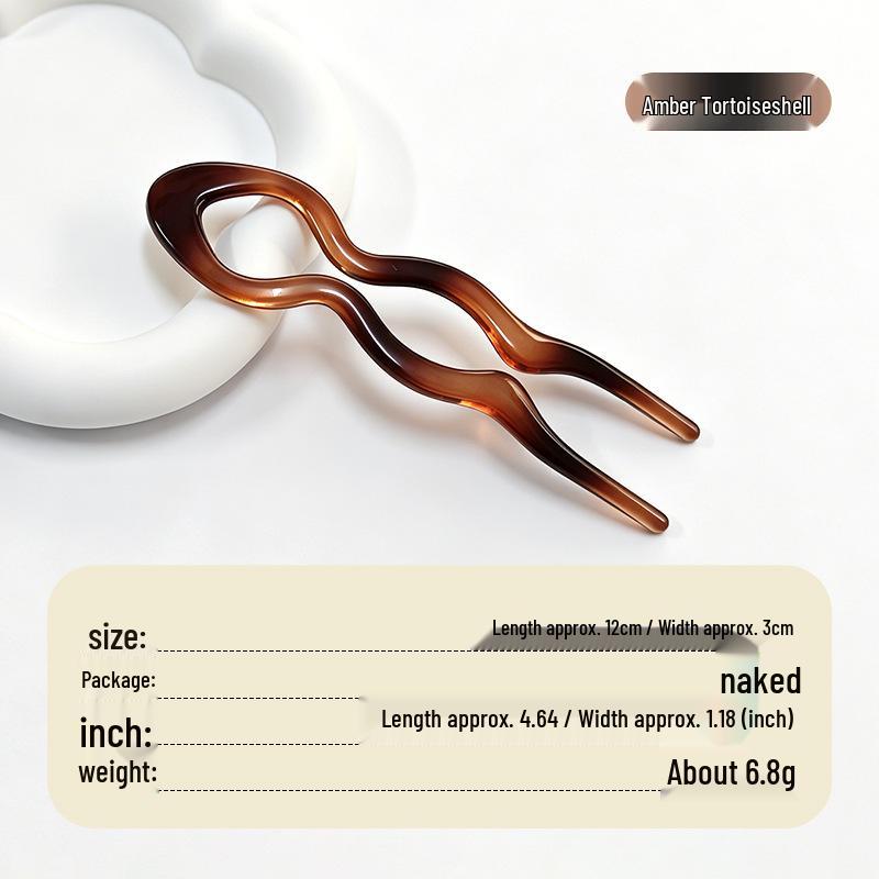 Elegant U-shaped Acrylic Hairpin for Women's Bun - New Chinese Style