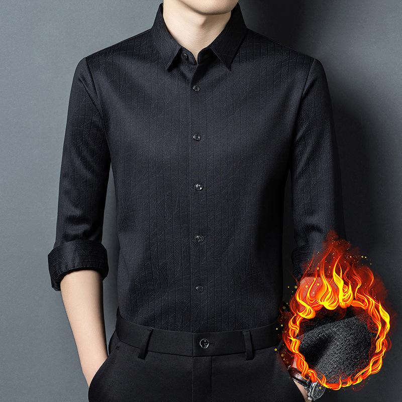 Winter Long Sleeve Shirt Men's Business Casual Striped