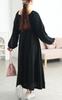 Gold Japan Plus Size Long Solid Perfect for and Size Black fem-615 Women's Dress, Sleeves, Flared, Drawstring, Ribbon, Color, Stretch, Fall, Winter,