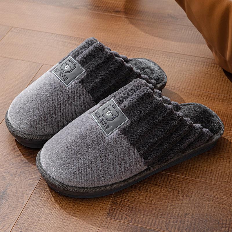 Thick bottom large size cotton slippers men's winter home home home home non-slip thickened warm outdoor wear couple slippers