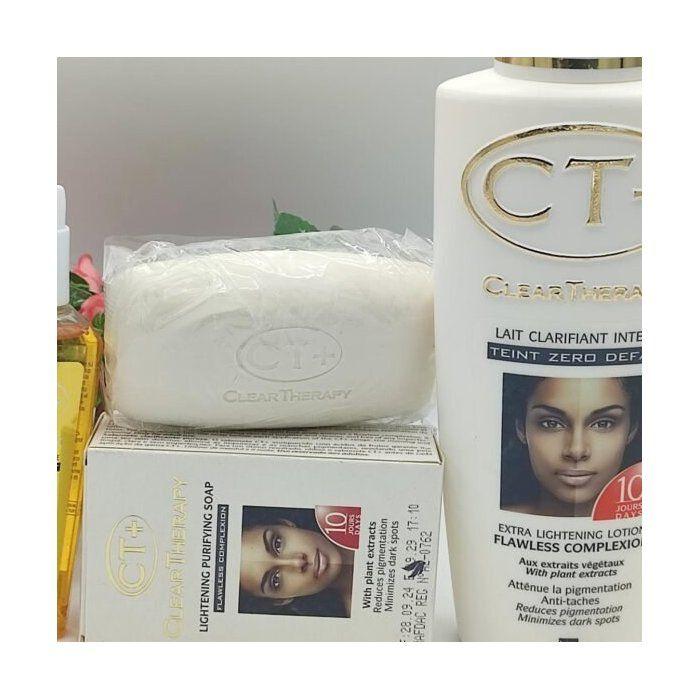 Mini Gamme CT+ – Lait, Savon & Huile Clarifiants Intenses | Extraits Végétaux & Éclaircissement Rapide | Banane Jaune