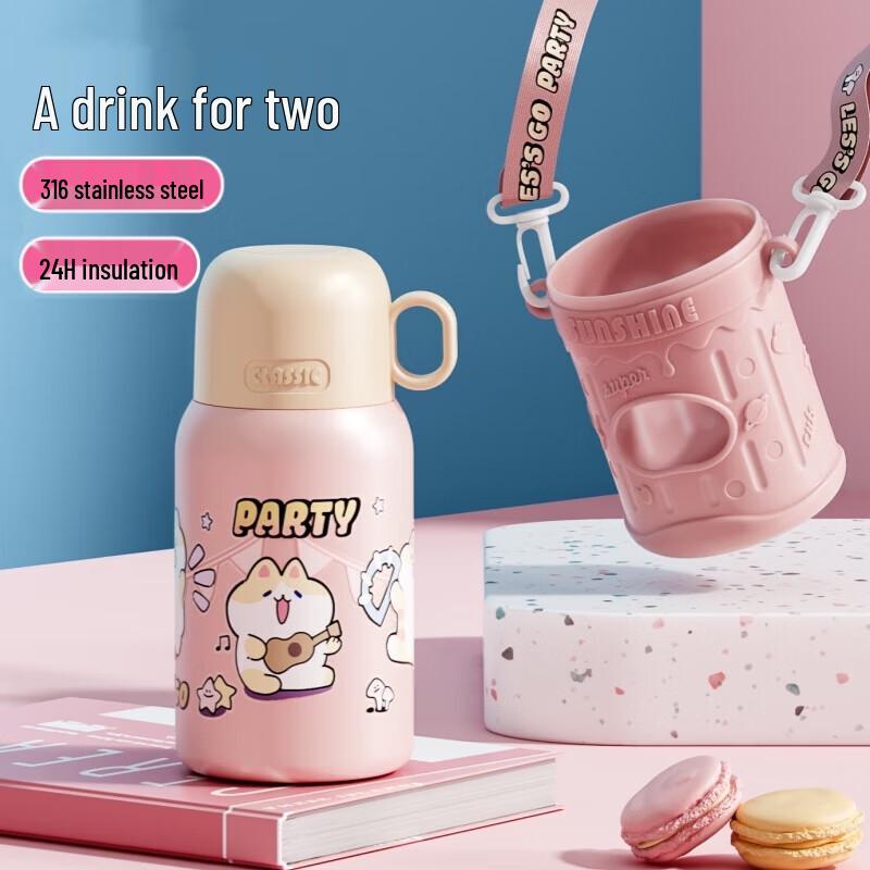 Детская термо-кружка с трубочкой WUSENWU «Мяу-пельмень»