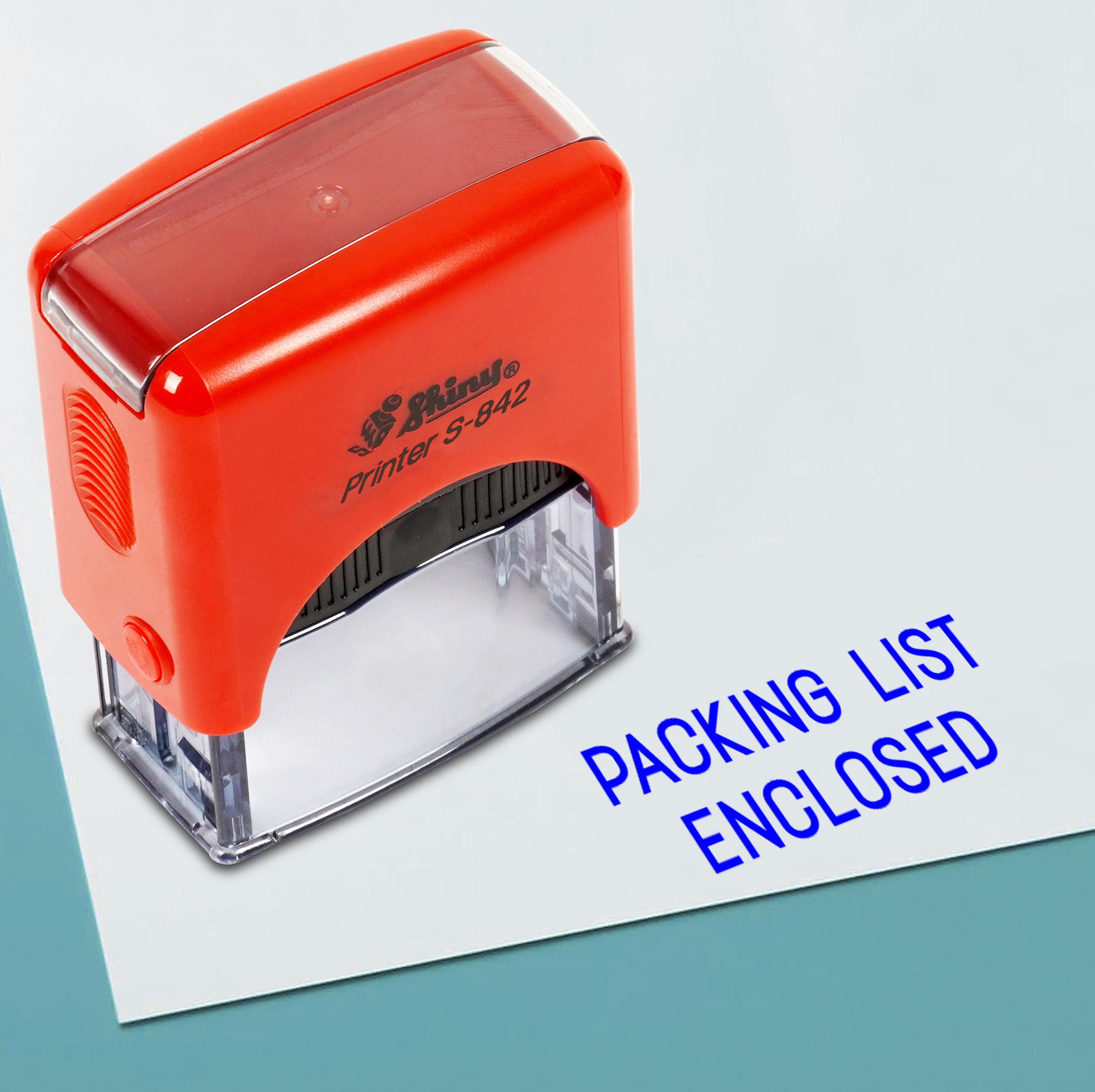 

Printtoo Packing List Enclosed Self Inking Rubber Stamp Pre,Inked Office Stamp, Home Office Business Stationery, 38 x 14 mm, Blue-38 x 14 mm синій