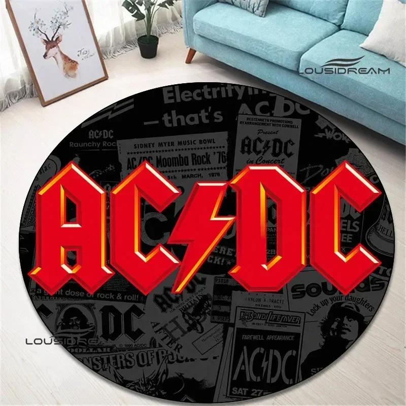 Rocková kapela AC/DC retro potištěný kulatý koberec ložnice krásný koberec protiskluzová rohožka pod dveře podlahové rohože kusový koberec narozeninový dárek