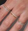 SSeeSY Custom Minimalist Jewelry Half CZ Inlay 18K Gold Plated Stainless Steel 1mm Thin Eternity Cubic Ring for Women