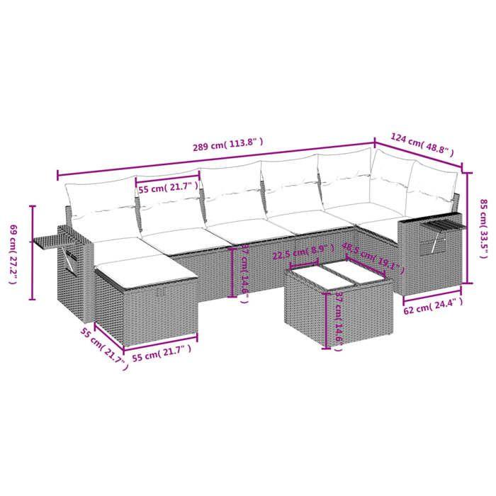 VidaXL Garden Lounge Set with Cushions 8 Pcs, Patio Sofas, Patio Furniture Set, Outdoor Furniture, Grey 3263828