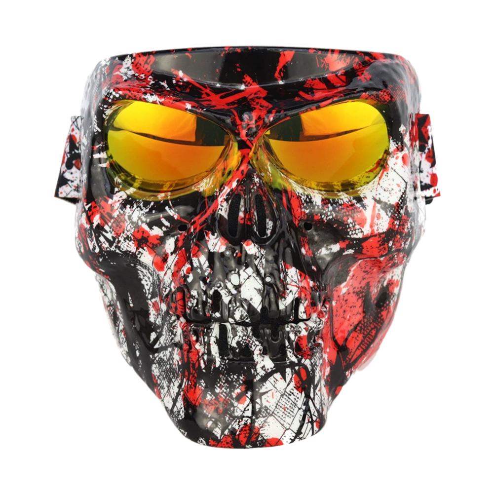 Motorcycle Goggles Face Shield Skull Mask with Goggles Full Face Tactical Mask for Motocross Helmet Moto Ghost Decor Accessories