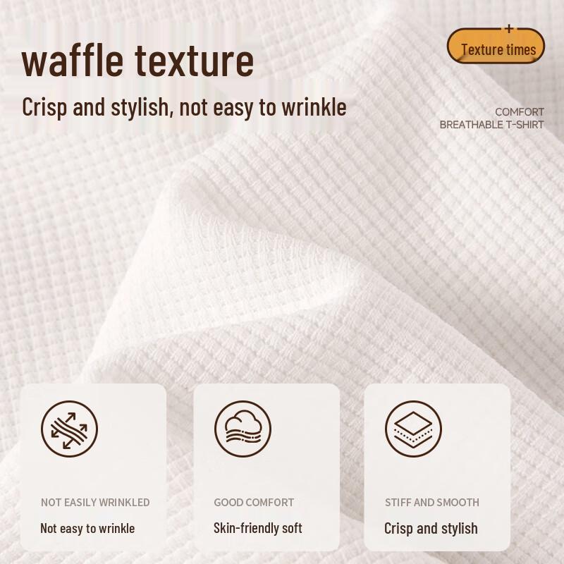 MINISO Men's Waffle Knit Henley Long Sleeve T-Shirt