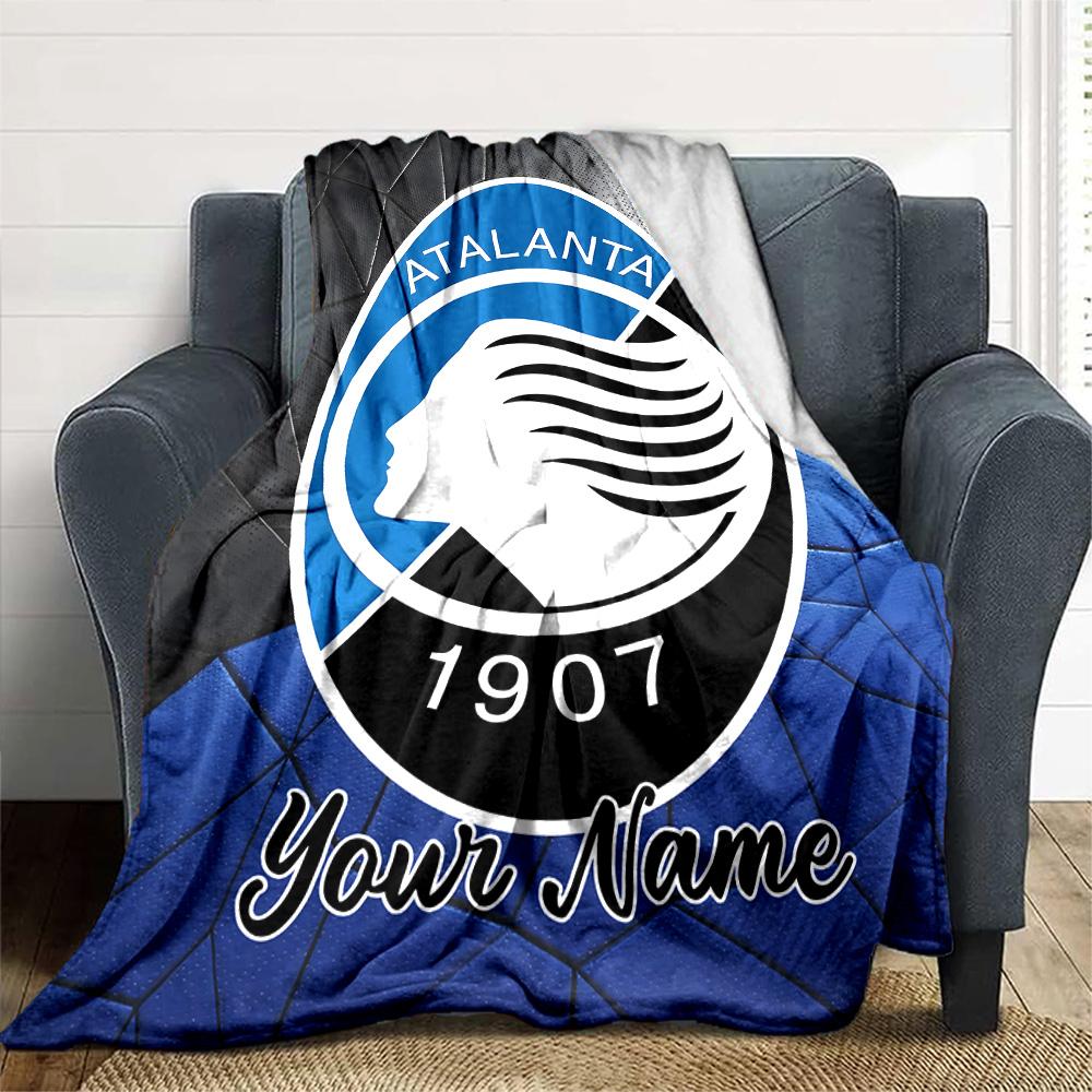 1pc Atalanta Bergame Blanket with Custom Name, Gift, for Men and Women, Soft Blanket, Good for Sofa Bed Couch Travel, Lightweight Flannel Blanket