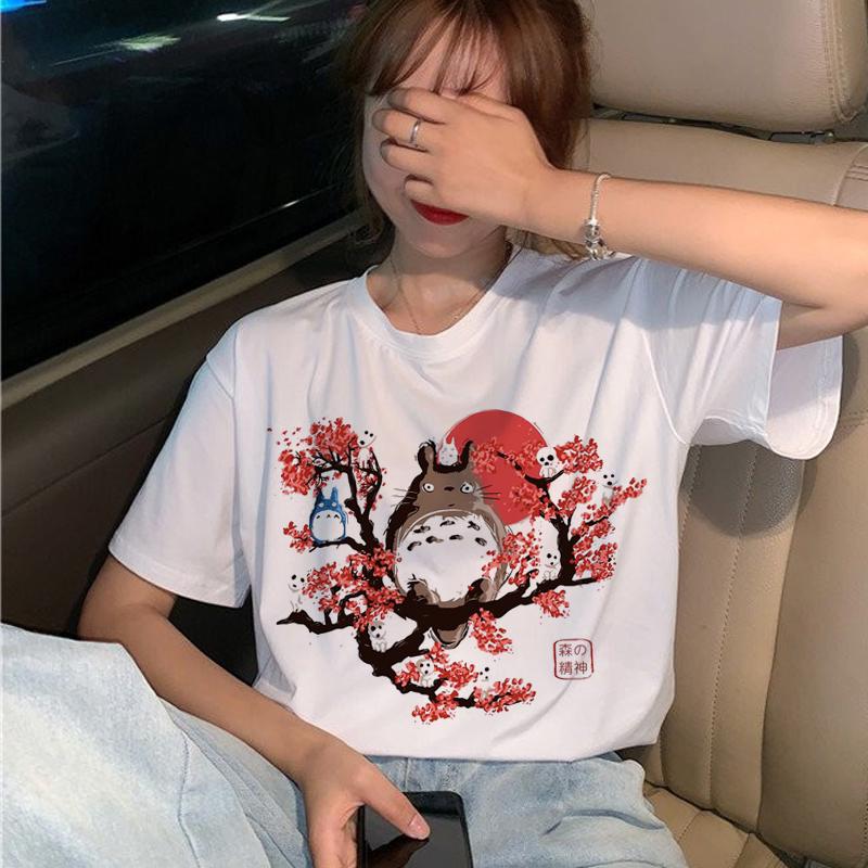 New Totoro T Shirt Women Studio Ghibli Kawaii 90S Graphic T-Shirt Harajuku Miyazaki Hayao Ullzang Tshirt Top Tees Female