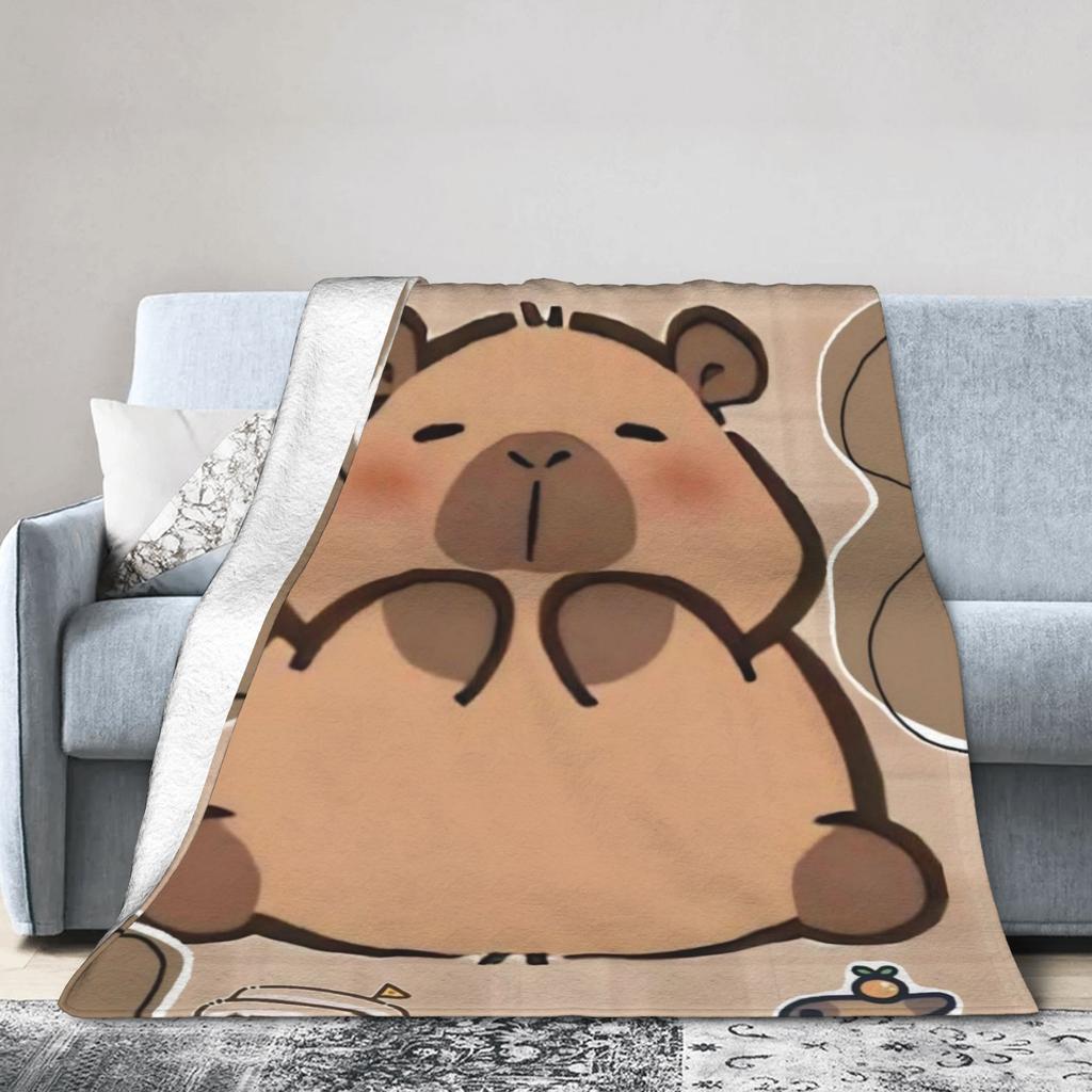 Capybara Soft Blanket Girls Boys Plush Throw Blanket Novelty Bedroom Flannel Bedspread Sofa Bed Cover
