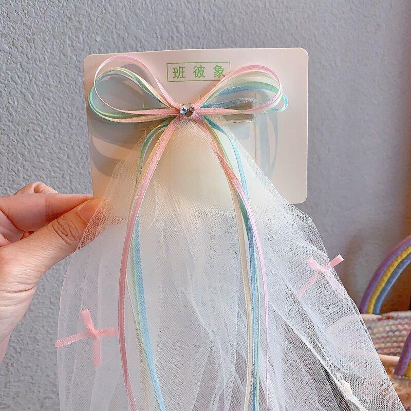 Accesorio para el Cabello Infantil con Lazo de Encaje Pinza para el Cabello Estilo Bosque Dulce Pinza para el Cabello Bordada con Malla de Cinta Elegante para Mujer