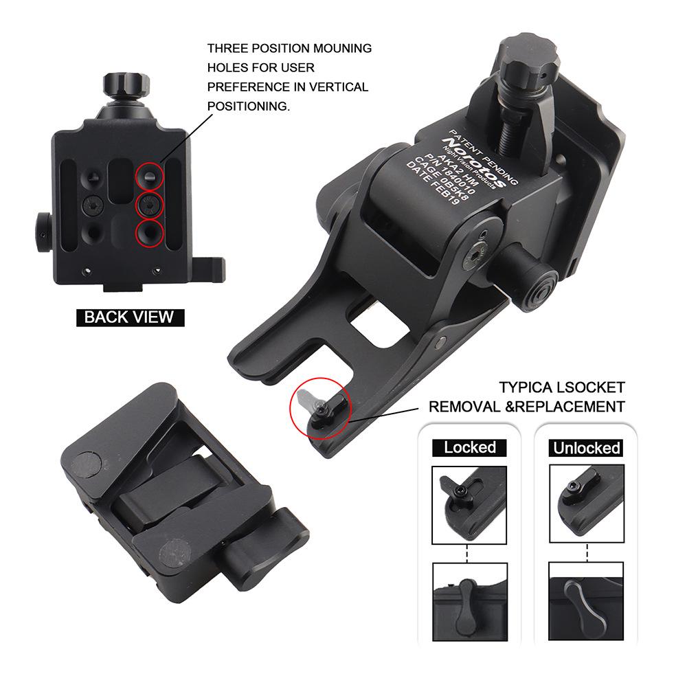 Norotos AKA2 Night Vision Goggle Helmet Mount - Flip-up Aluminum Alloy Accessory