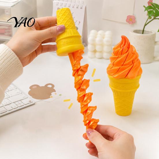 Compact Fidget Accessories Telescopic Ice Cream Cone Toy, Novelty Spiral Swords, Sensory Stress Funny Gifts for Kids Relief Toy Anxiety, Portable