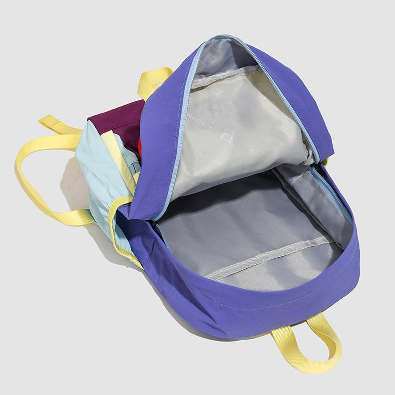 Colorblock Sport Backpack with Front Bungee Cord Buckle Strap Casual Lightweight Daypack for Outdoor Travel