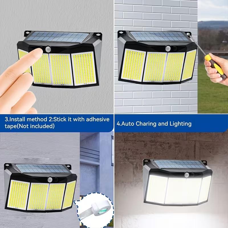 576 LED Reflektor Solar Wandleuchte Außen Bewegungssensor 270° Weitwinkel Scheinwerfer 3 Modi Solare Straßenleuchten für Terrasse Garage