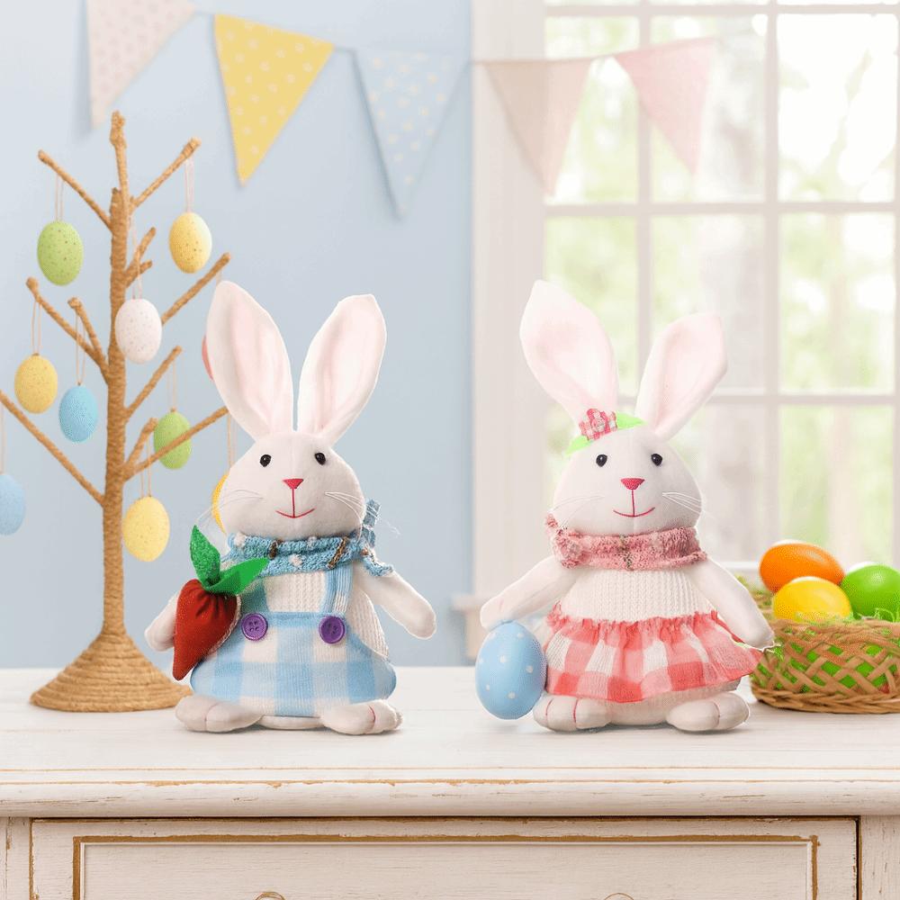 Holding Carrot Easter Rabbit Ornaments Plush Cartoon Rabbit Doll  Festival Decoration