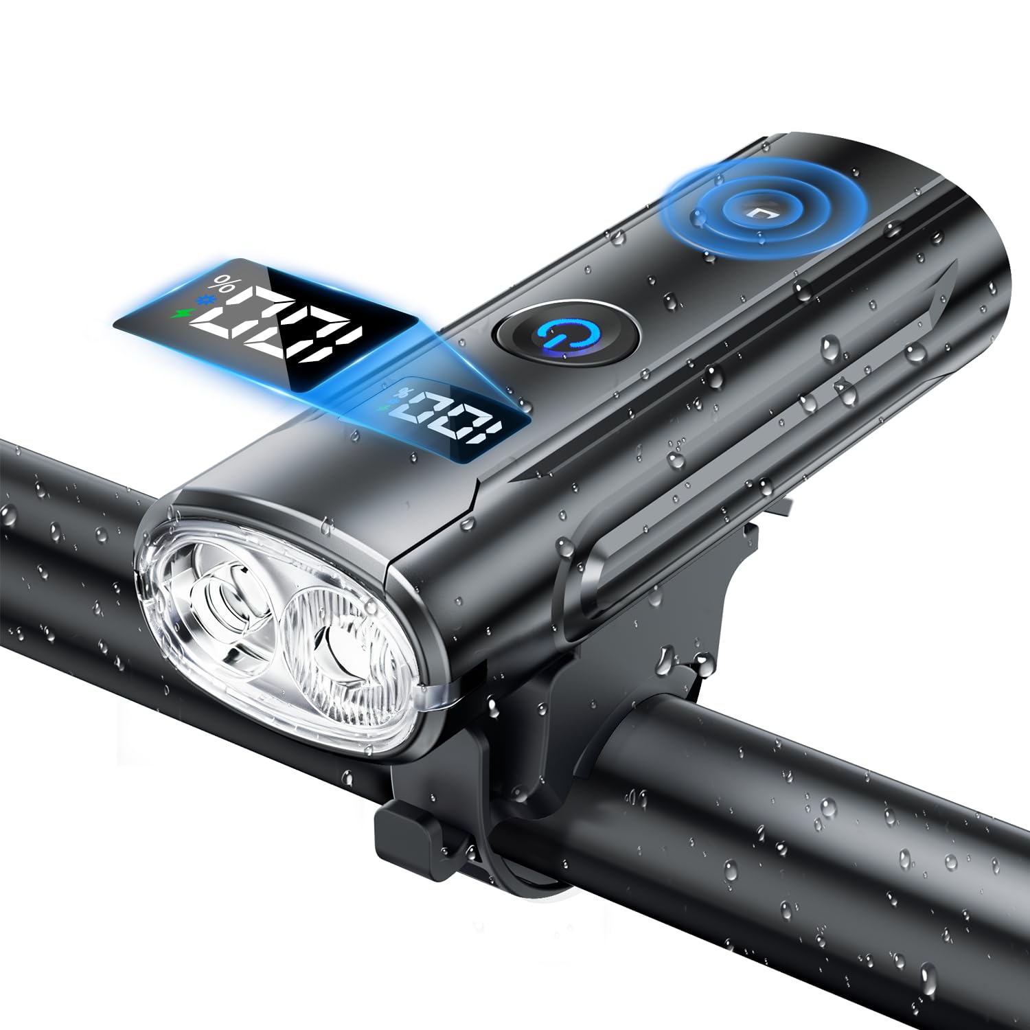 

Waterproof Rechargeable Bicycle Light with Light Automatic 5 Lighting High Wide Suitable for Road Bikes and Hybrid Easy Mobile LED Battery Level чорний