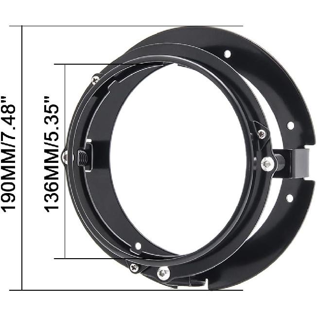 

7-дюймовая круглая фара мотоцикла, монтажное кольцо, кронштейны для мотоцикла (черный)