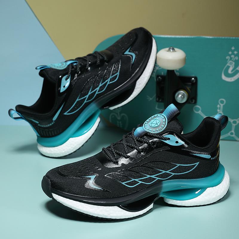 Men's Cross-Border Lightweight Dad Sneakers with Breathable Mesh & Popcorn Soles for Casual Running