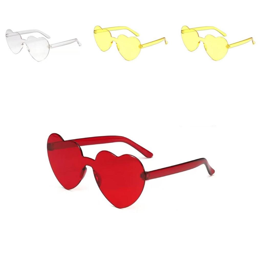 Heart Shaped Rimless Sunglasses Women's Candy Color Glasses