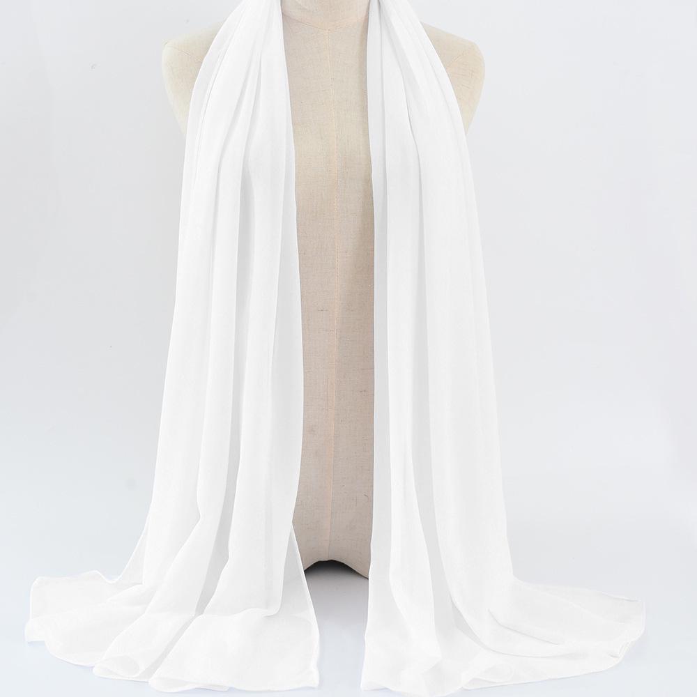 Damen einfarbiger Perlen-Chiffon-Bubbleschal, langer Seiden-Kopfschal, 70x180cm, nahöstlicher Stil