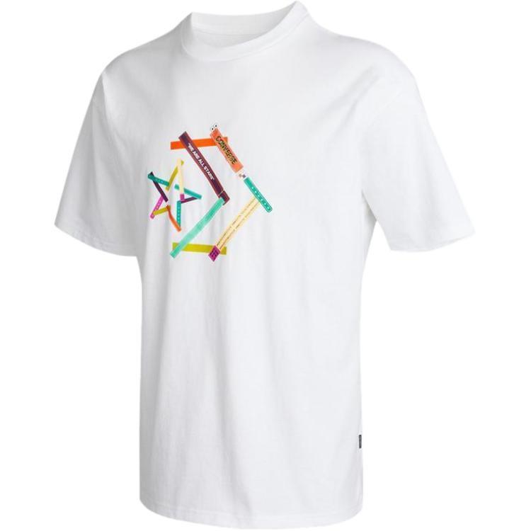 Converse Star Chevron Printing Sports Round Neck Short Sleeve T-Shirt Asia Sizing  White  Men s 10022774-A01 S