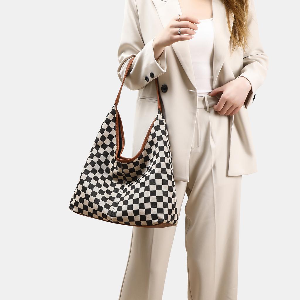 Women'S Bag Plaid Tote Bag Shoulder Bag Women'S Fashion Trend Large-Capacity Commuter Bag Women'S