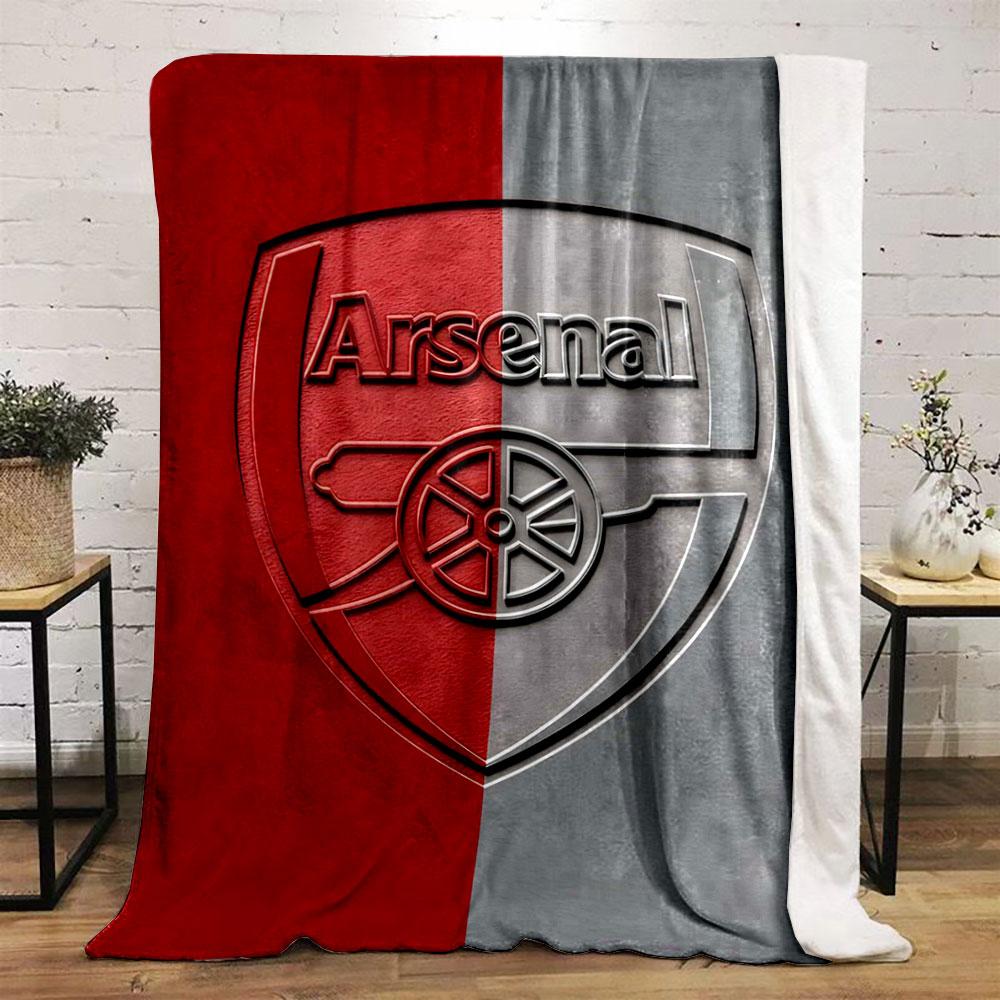 A Shield Logo Split Into Red and Gray Halves with Embossed Text and a Cannon. for All Seasons Blanket Lunch Break Throw Gift