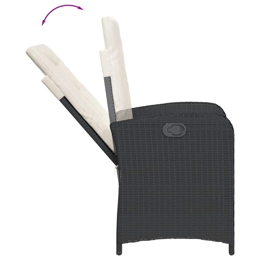 Vidaxl 5-Cz. Garden Furniture Set With Cushions, Black, Poly Rattan
