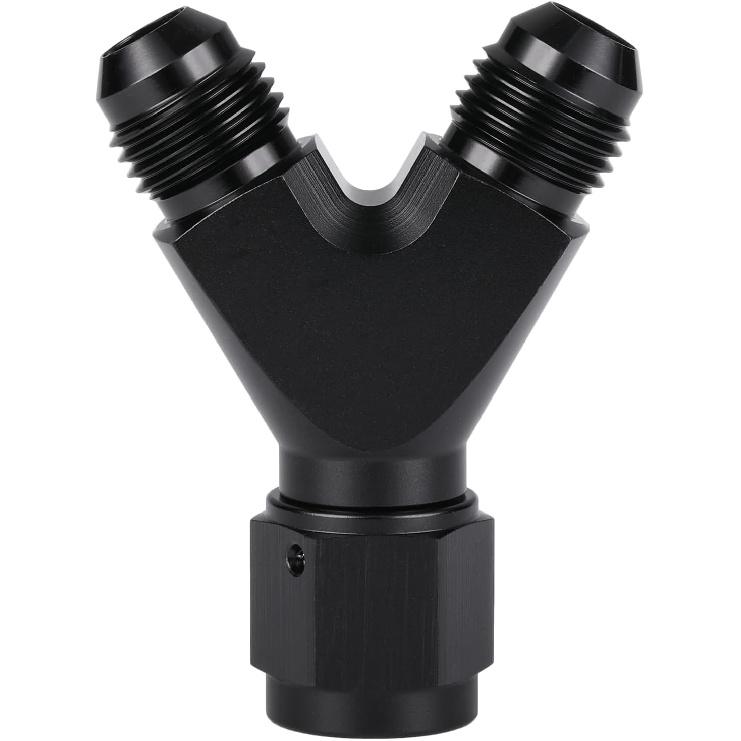4AN Female to Dual 4AN Male Y Block Fitting Splitter Adapter Union Aluminum Black