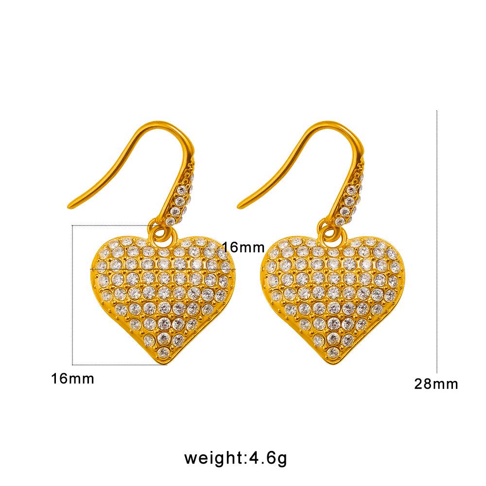 Meishi Duo Luxurious European Heart-Shaped Rhinestone Earrings for Women