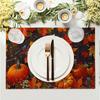Pumpkin Maple Leaf Bird Fall Placemats Set of 4 Autumn Thanksgiving Seasonal Holiday Harvest Linen Table Mats Orange Brown Washable Place Mats for