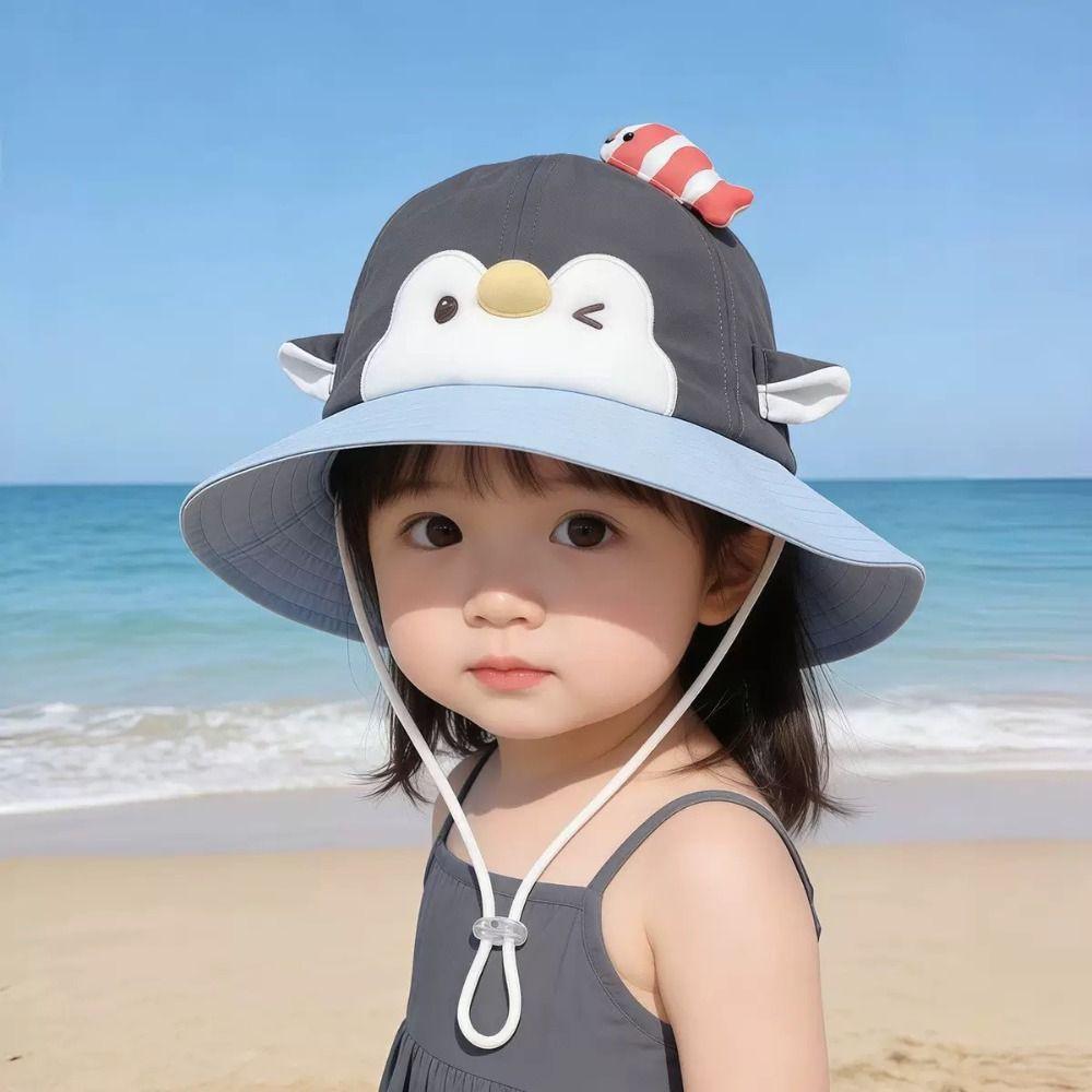 Big Brim Kids Penguin Sunscreen Hat Little Fish Children Beach Cap Children's Sun Hat Summer