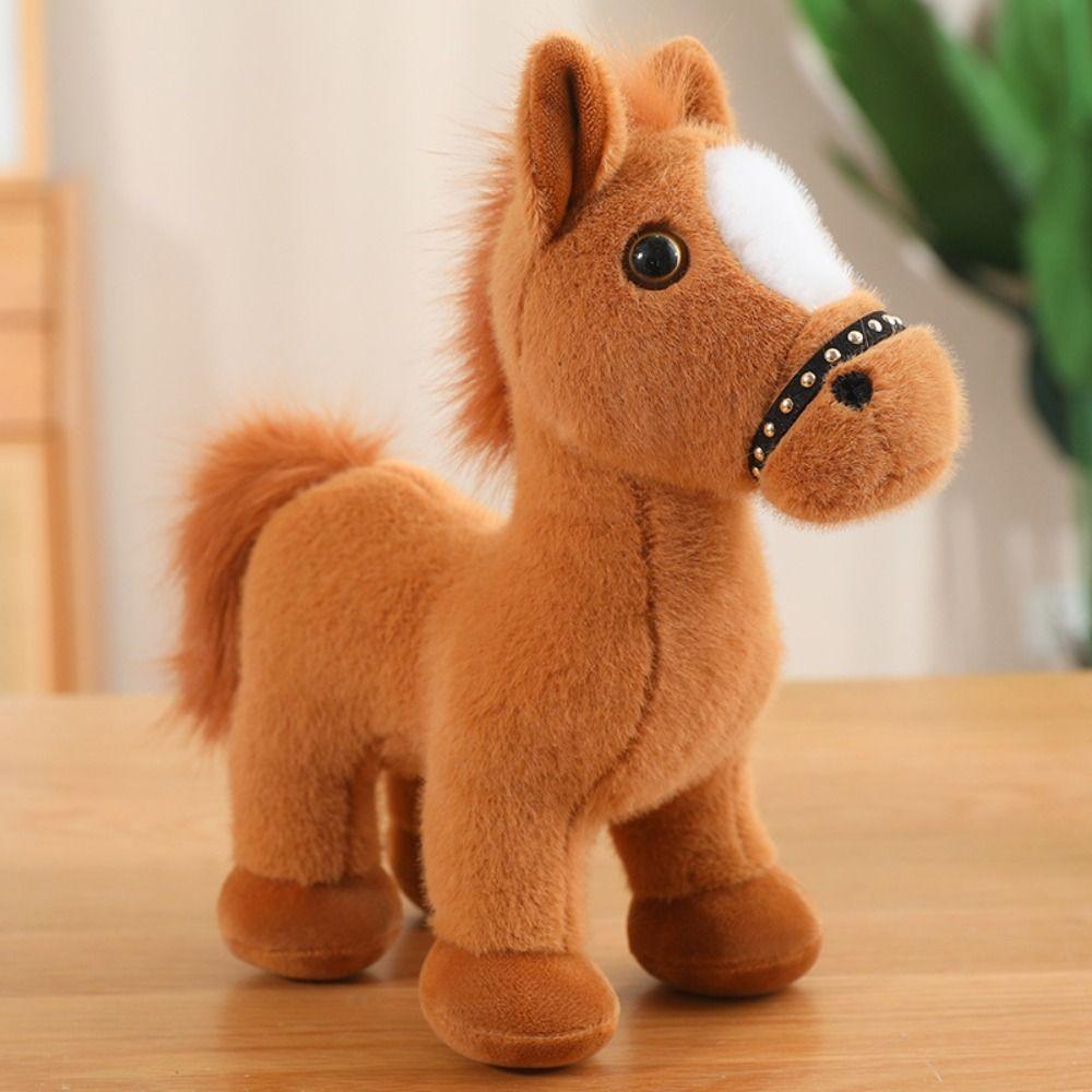 Simulation Pony Plush Toys Long Mane Cartoon Horse Stuffed Toy  Easter Gifts