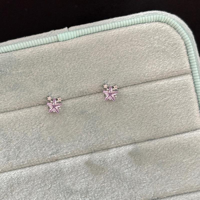 Shiny Star Earrings Women Personality Rhinestone Crystal Ear Bone Stud Jewelry фиолетовый