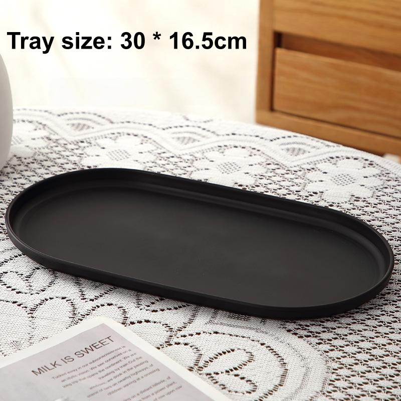 4 pièces Plateau à café en plastique, Plat de service alimentaire ovale avec surface lisse pour dessert de maison Plateau anti-chute Thé de l'après-midi