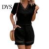 Women Summer Suit Top Shorts Two Piece Set V-Neck T-shirts Breathable Lounge Wear Solid Color Casual Short Sleeves Shirts Pants
